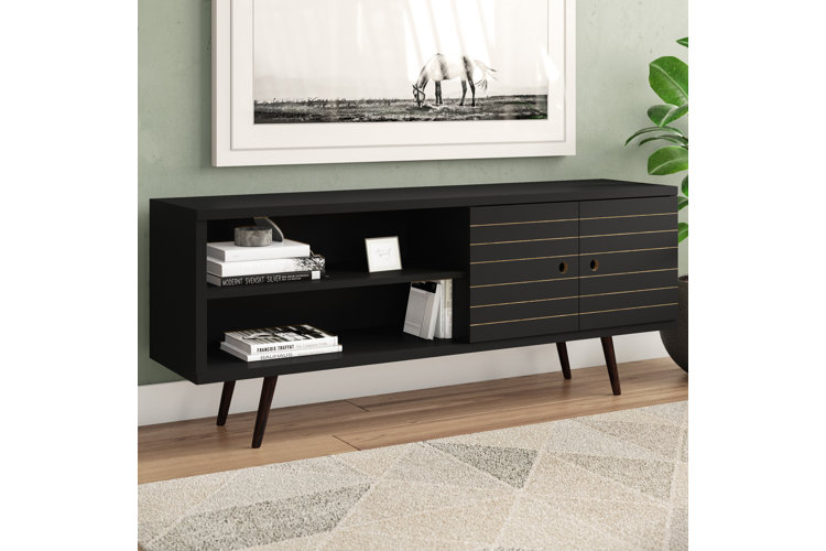 Black mid century on sale media console